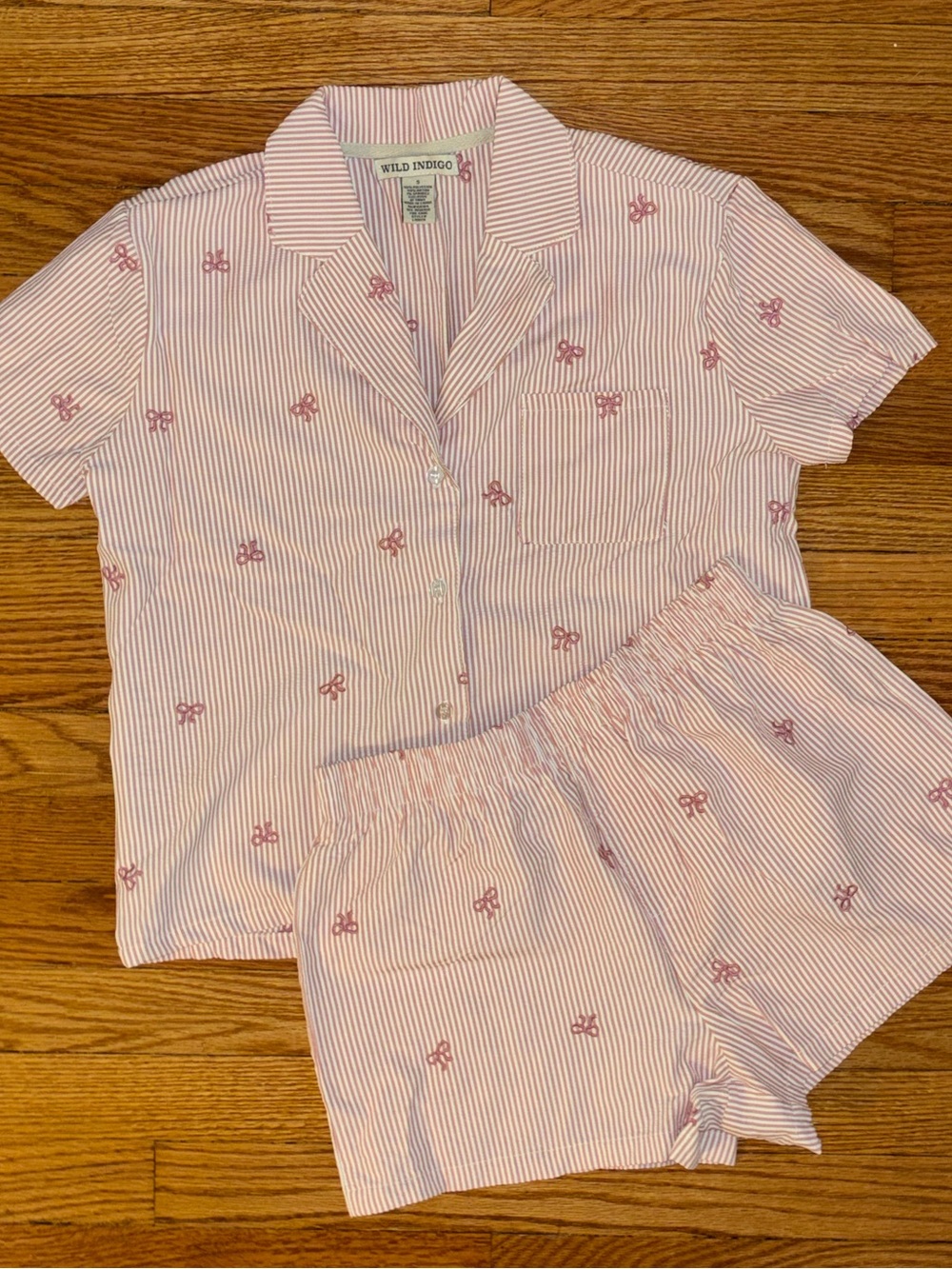 Pink & white seersucker pajama set